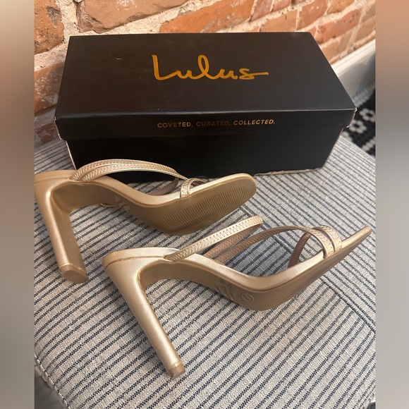 Lulu’s Ferrara Gold High Heel Sandals sz 7-1/2 - Picture 10 of 10